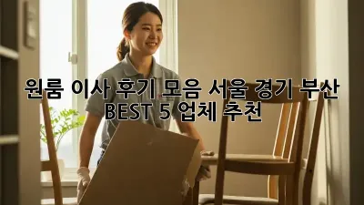 원룸 이사 후기 모음: 서울, 경기, 부산 BEST 5 업체 추천!