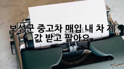 보성군 중고차 매입: 내 차, 제 값 받고 팔아요!